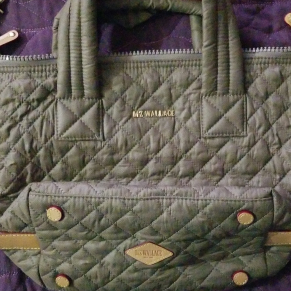 MJ Wallace quilted brown bag